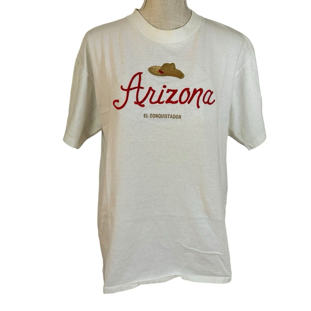 Vtg Oneita Power-T Single Stitch Arizona El Conquistador Shirt Size L (42-44)‎